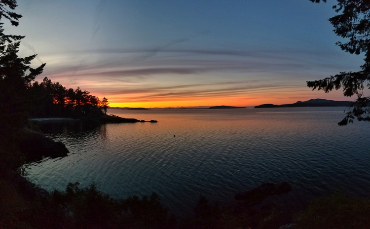 Sunset, from the composer's home on San Juan Island, WA.